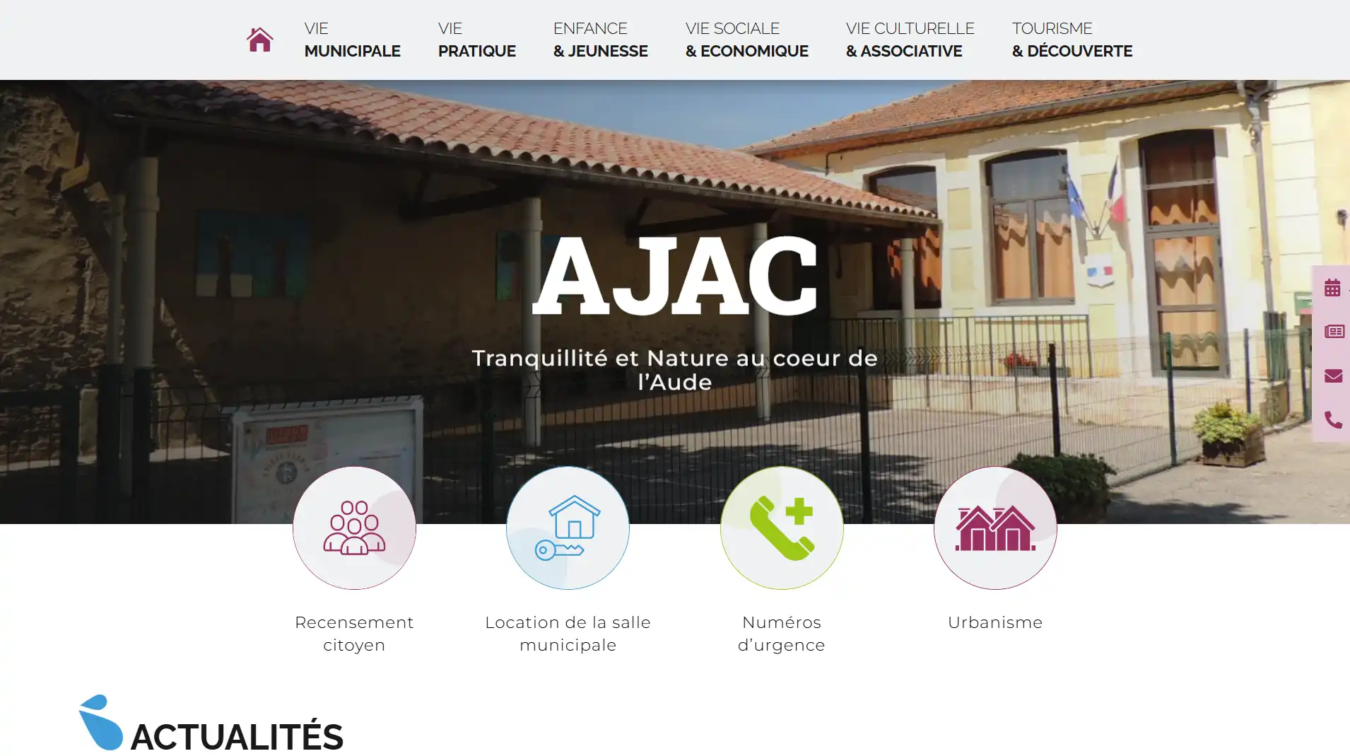 Site institutionnel Mairie Ajac Agence web Artdim création site internet Carcassonne