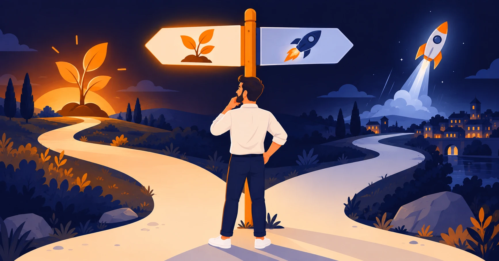 Nous contacter (2) Illustration : dirigeant de TPE comparant le référencement naturel SEO et la publicité Google Ads SEA pour choisir où investir - Agence web Artdim Carcassonne