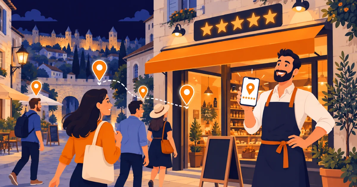 Nous contacter (2) Illustration : commerçant à Carcassonne visible sur Google Maps grâce à sa fiche Google Business et son site internet