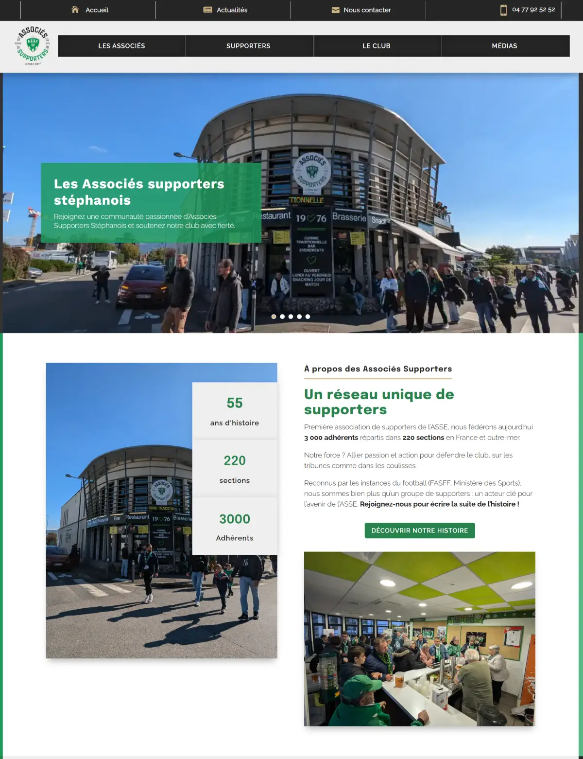 Création site internet - Associés supporters stéphanois - Agence web Artdim Carcassonne